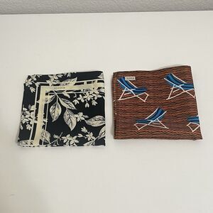 Scotch & Soda Lot of 2 Pocket Squares Mini Scarves Floral Leaves Beach Chairs